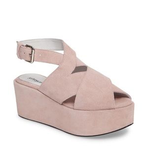 Jeffrey Campbell Pink Suede Peep Toe Platform Heels